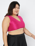 Plus Size Dupion Embellished Crop Top