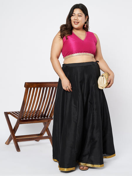 Plus Size Dupion Embellished Crop Top
