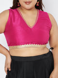 Plus Size Dupion Embellished Crop Top