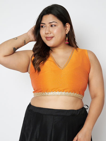 Plus Size Dupion Embellished Crop Top