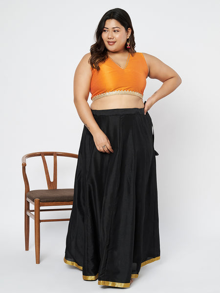 Plus Size Dupion Embellished Crop Top