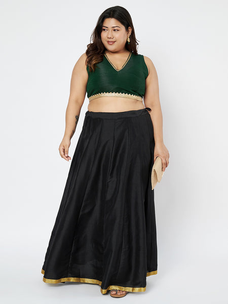 Plus Size Dupion Embellished Crop Top