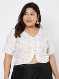 Plus Size Viscose Block Printed Button Down Top