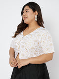Plus Size Viscose Block Printed Button Down Top