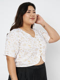 Plus Size Viscose Block Printed Button Down Top