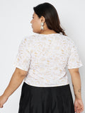 Plus Size Viscose Block Printed Button Down Top