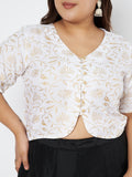 Plus Size Viscose Block Printed Button Down Top