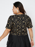 Plus Size Viscose Block Printed Button Down Top