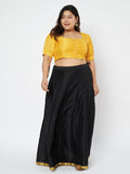 Plus Size Silk Blend Button Down Crop Top