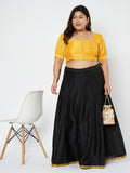 Plus Size Silk Blend Button Down Crop Top