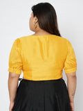 Plus Size Silk Blend Button Down Crop Top