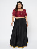 Plus Size Silk Blend Button Down Crop Top