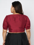 Plus Size Silk Blend Button Down Crop Top