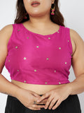 Plus Size Net Sequins Embroidered Crop Top