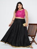 Plus Size Net Sequins Embroidered Crop Top
