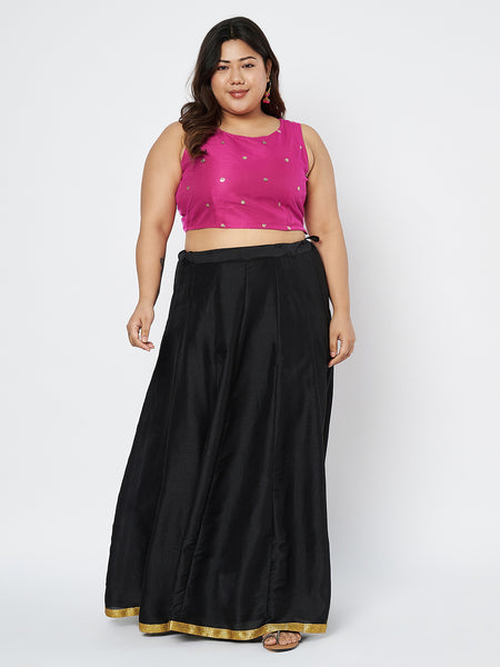 Plus Size Net Sequins Embroidered Crop Top