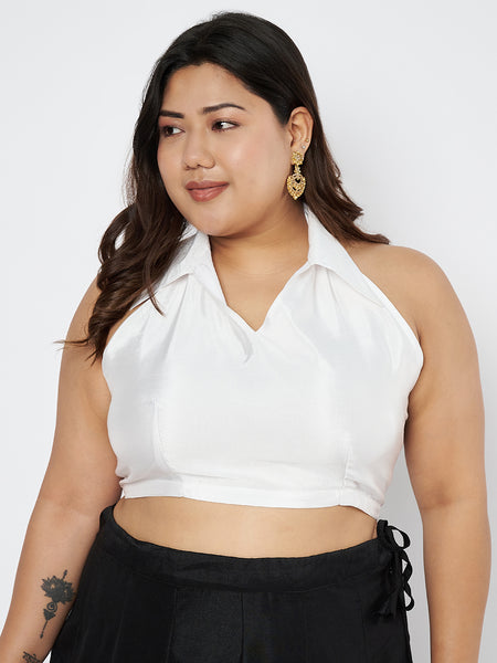Plus Size Silk Blend Stretchable Halter Top