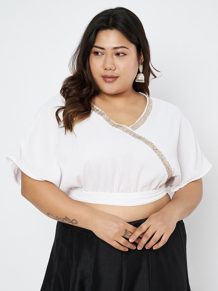 Plus Size Georgette Embellished Crop Top