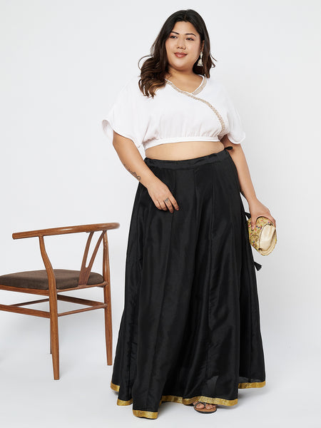 Plus Size Georgette Embellished Crop Top