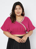Plus Size Georgette Embellished Crop Top