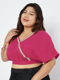 Plus Size Georgette Embellished Crop Top