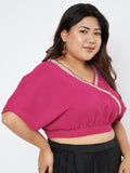 Plus Size Georgette Embellished Crop Top