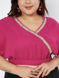 Plus Size Georgette Embellished Crop Top