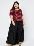 Plus Size Silk Blend Hand Block Printed Blouse