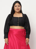 Plus Size Chroma Button Down Crop Top