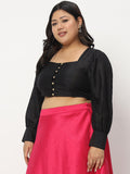 Plus Size Chroma Button Down Crop Top