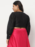 Plus Size Chroma Button Down Crop Top