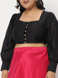 Plus Size Chroma Button Down Crop Top