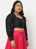 Plus Size Chroma Button Down Crop Top