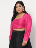 Plus Size Chroma Button Down Crop Top