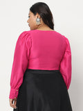 Plus Size Chroma Button Down Crop Top