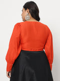 Plus Size Chroma Button Down Crop Top