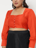 Plus Size Chroma Button Down Crop Top