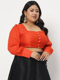 Plus Size Chroma Button Down Crop Top