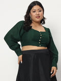 Plus Size Chroma Button Down Crop Top