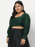 Plus Size Chroma Button Down Crop Top