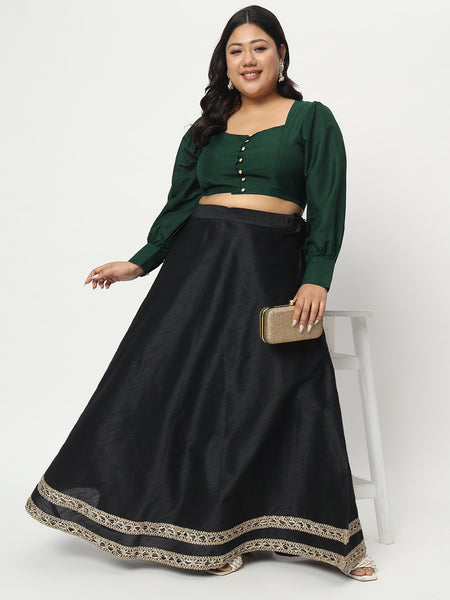 Plus Size Chroma Button Down Crop Top