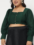 Plus Size Chroma Button Down Crop Top