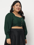 Plus Size Chroma Button Down Crop Top