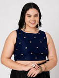 Plus Size Net Sequins Embroidered Readymade Blouse