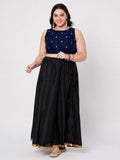 Plus Size Net Sequins Embroidered Readymade Blouse