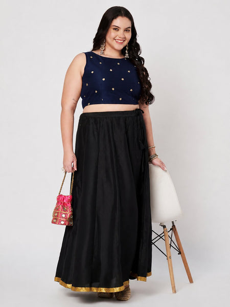Plus Size Net Sequins Embroidered Readymade Blouse