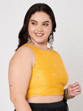 Plus Size Net Sequins Embroidered Readymade Blouse