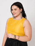 Plus Size Net Sequins Embroidered Readymade Blouse