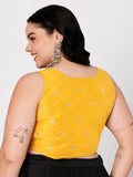 Plus Size Net Sequins Embroidered Readymade Blouse