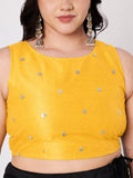 Plus Size Net Sequins Embroidered Readymade Blouse